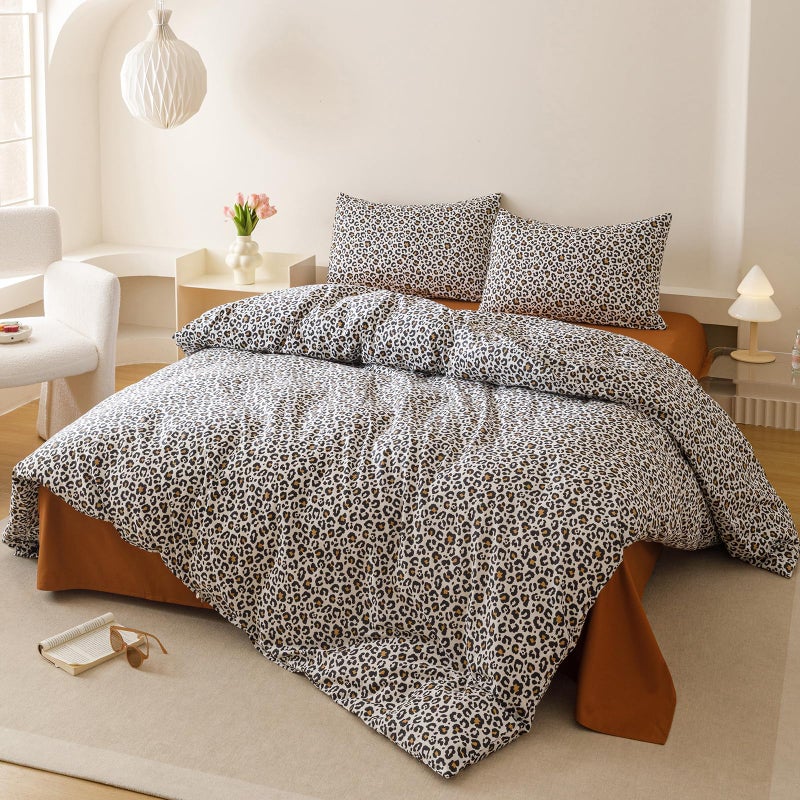 Cottonight Leopard Comforter Set Full Animal Cheetah Print Bedding Set 3 Pieces Leopard Print Comforter Fluffy Soft Bedding Set Kids Teens Full Comforter with 2 Pillowcases - Image 5